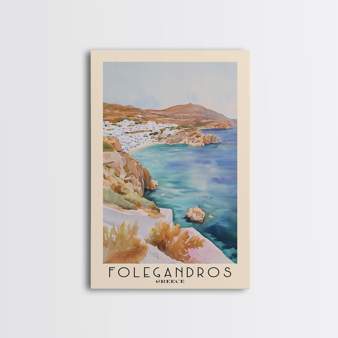 Folegandros, Greece Watercolor Print, Vacation Gift, Greece Wall Art, Beach Painting, Beach Decor, Beach Or Lakehouse Art