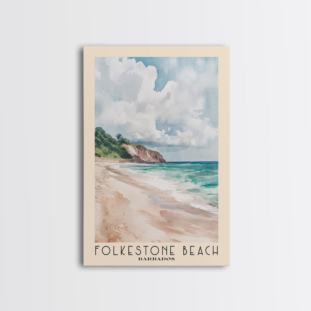 Folkestone Beach, Barbados Watercolor Beach Print, Vacation Gift, Barbados Wall Art, Beach Painting, Beach Decor, Beach Painting