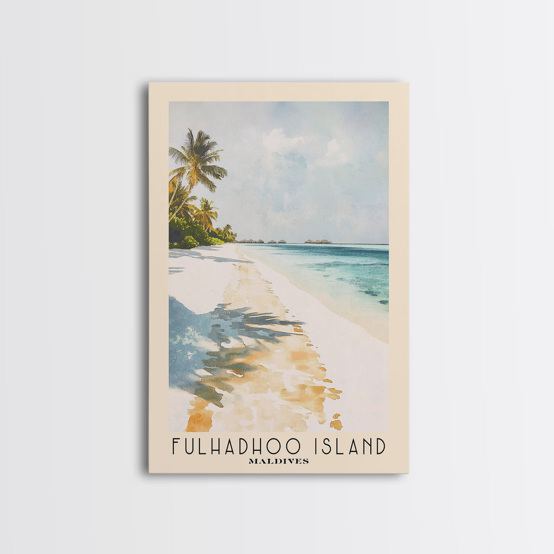 Fulhadhoo Island, Maldives Watercolor Beach Print, Vacation Gift, Maldives Wall Art, Beach Painting, Beach Decor, Beach Painting