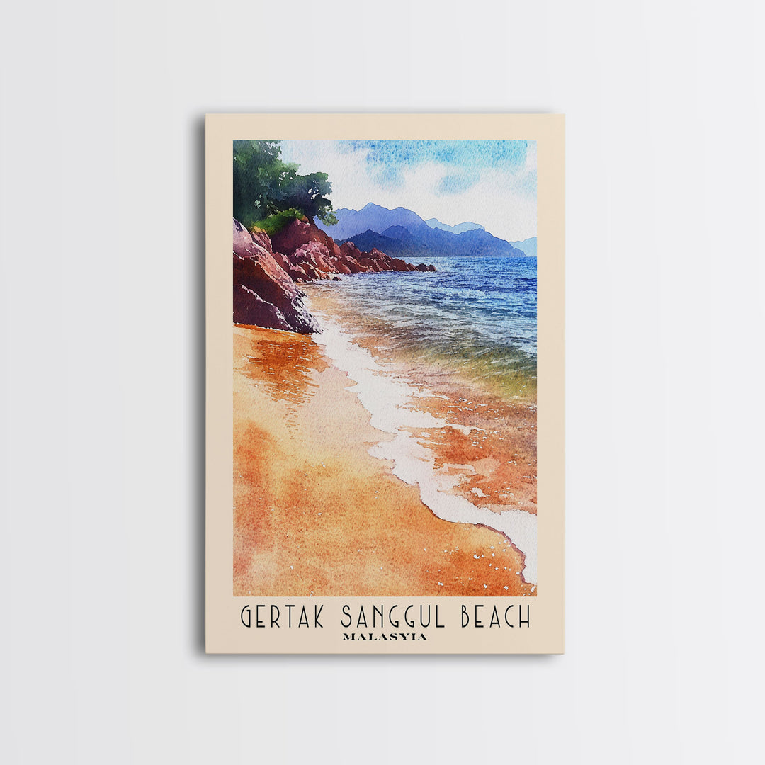 Gertak Sanggul Beach, Malasyia Watercolor Print, Vacation Gift, Malasyia Wall Art, Beach Painting, Beach Decor, Beach Or Lakehouse Art