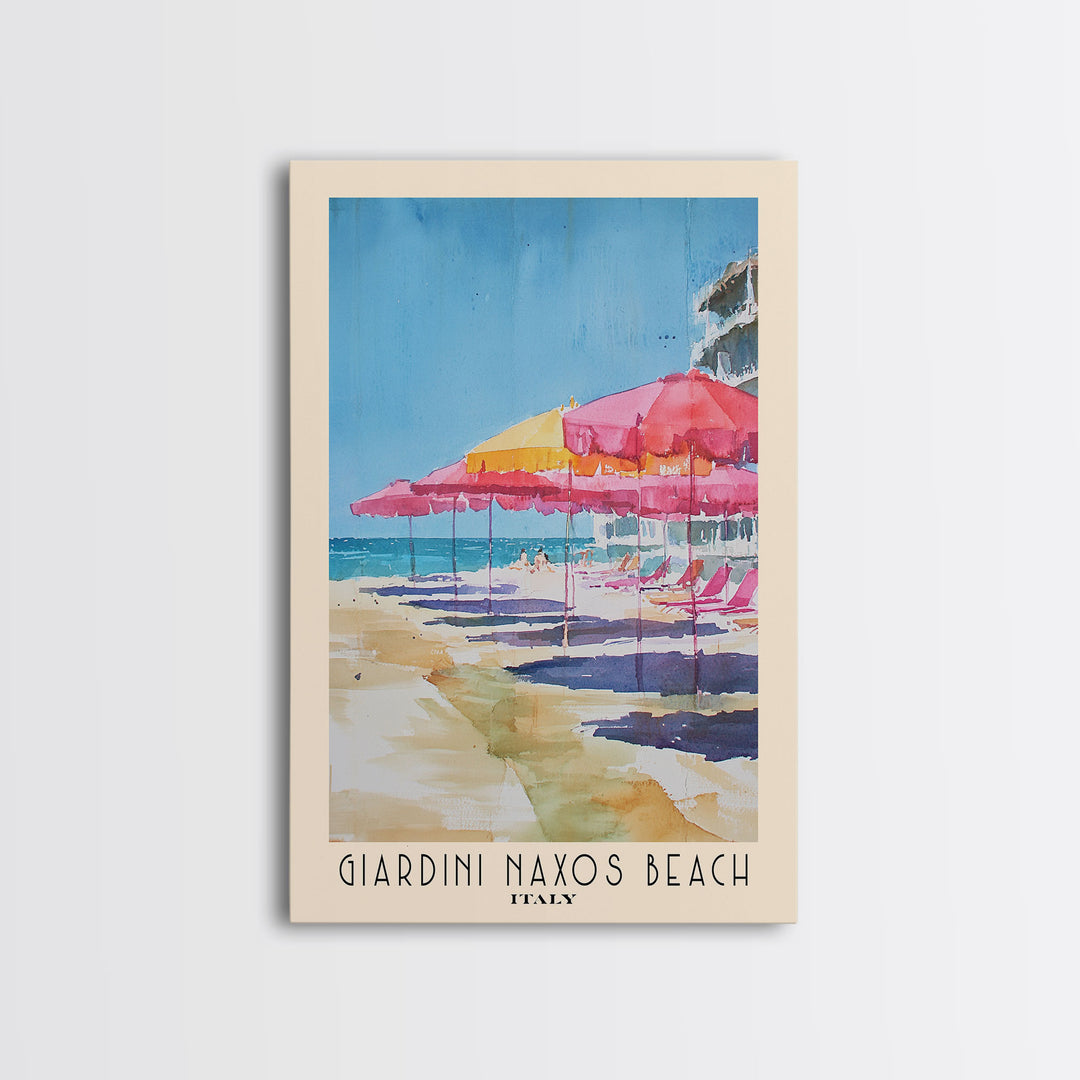 Giardini naxos beach, Italy Watercolor Beach Print, Vacation Gift, Italy Wall Art, Beach Painting, Beach Decor, Beach Painting