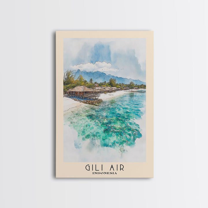 Gili Air, Indonesia Watercolor Print, Vacation Gift, Indonesia Wall Art, Vacation Wall Art, Vacatation Memories, Beach Decor, Beach Or Lakehouse Art