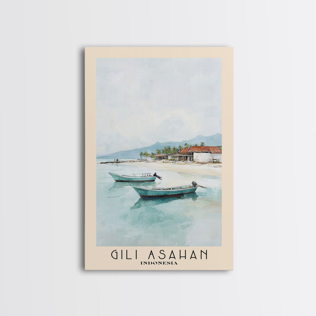 Gili Asahan, Indonesia Watercolor Print, Vacation Gift, Indonesia Wall Art, Beach Painting, Beach Decor, Beach Or Lakehouse Art