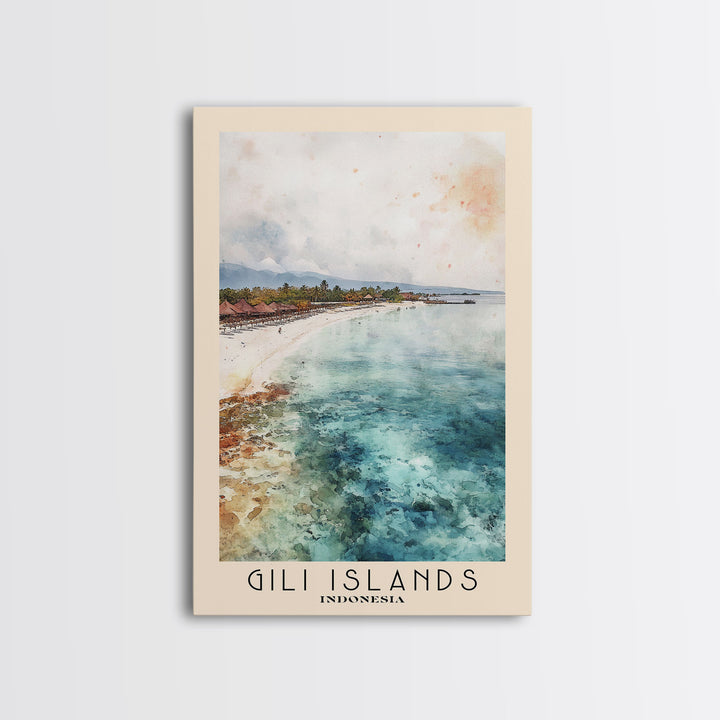 Gili Islands, Indonesia Watercolor Beach Print, Vacation Gift, Indonesia Wall Art, Beach Painting, Beach Decor, Beach Painting