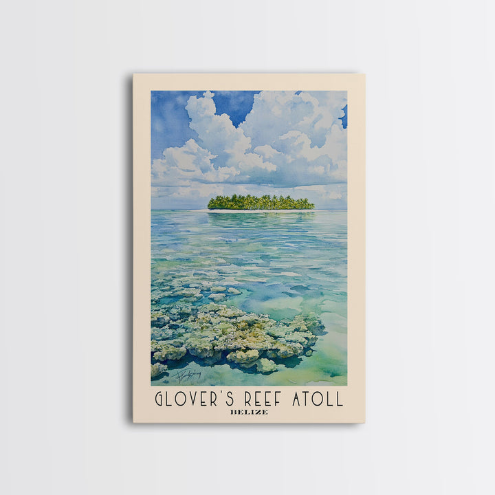 Glover’s Reef Atoll, Belize Watercolor Beach Print, Vacation Gift, Belize Wall Art, Beach Painting, Beach Decor, Beach Painting