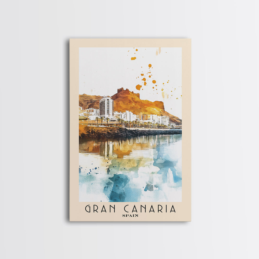 Gran Canaria, Spain Watercolor Beach Print, Vacation Gift, Spain Wall Art, Beach Painting, Beach Decor, Beach Painting