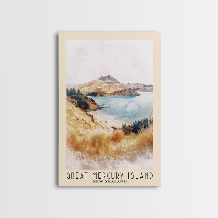 Great Mercury Island, New Zealand Watercolor Print, Vacation Gift, New Zealand Wall Art, Vacation Wall Art, Vacatation Memories, Beach Decor, Beach Or Lakehouse Art