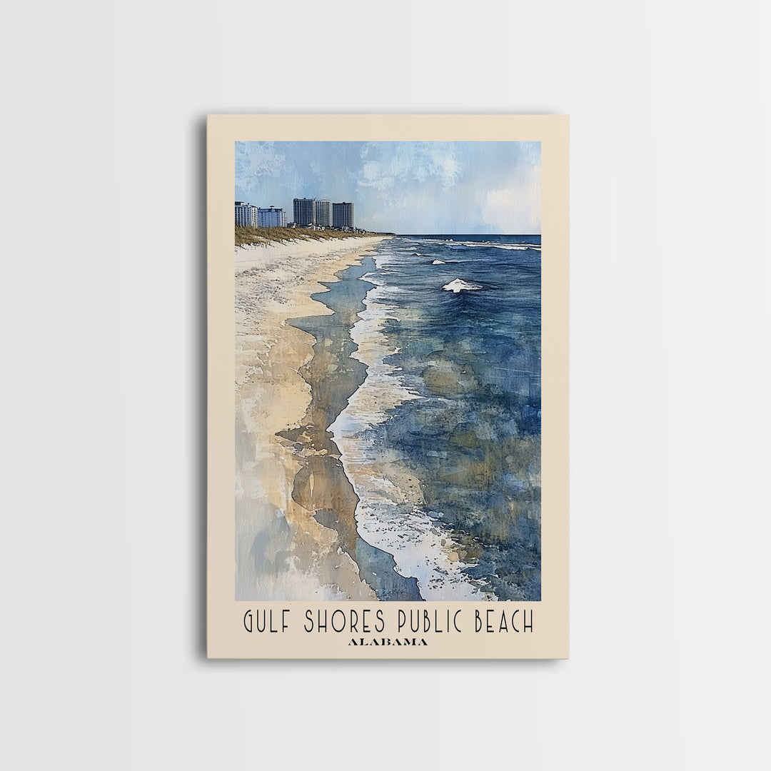 Gulf Shores Public Beach, Alabama Watercolor Print, Vacation Gift, Alabama Wall Art, Beach Painting, Beach Decor, Large Wall Art, Wood Frame Art