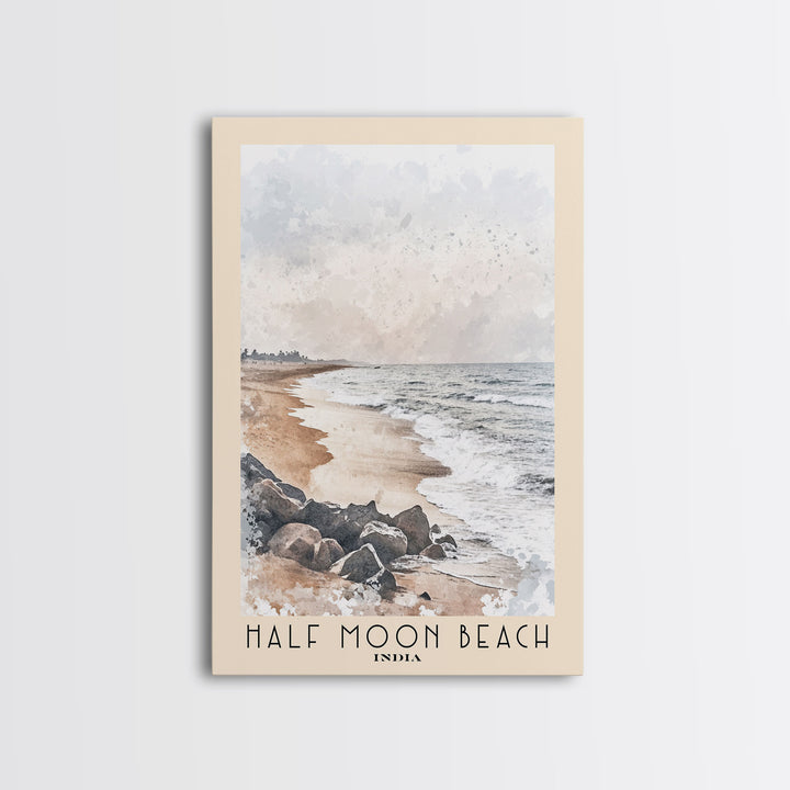 Half Moon Beach, India Watercolor Print, Vacation Gift, India Wall Art, Beach Painting, Beach Decor, Beach Or Lakehouse Art