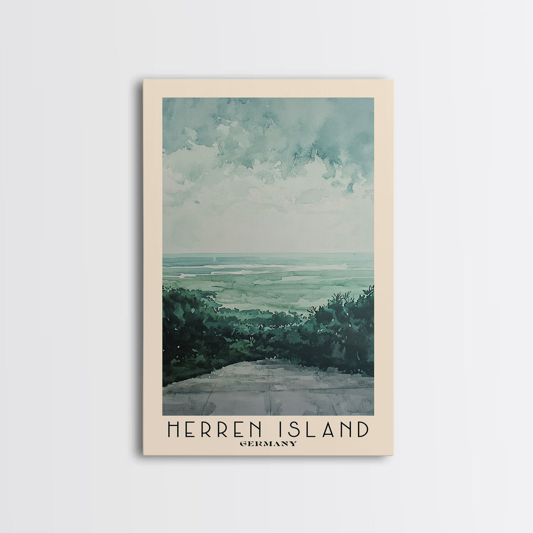 Herren Island, Germany Watercolor Print, Vacation Gift, Germany Wall Art, Beach Painting, Beach Decor, Large Wall Art, Wood Frame Art