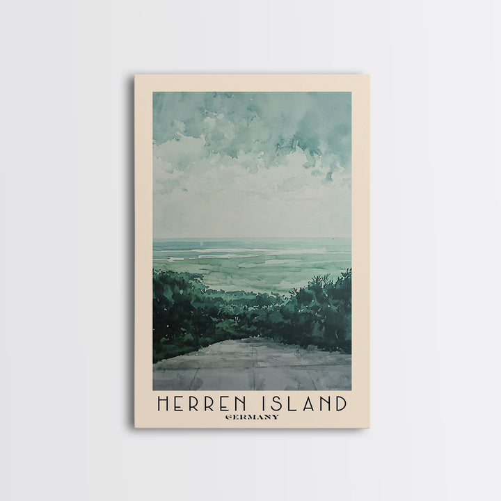 Herren Island, Germany Watercolor Print, Vacation Gift, Germany Wall Art, Beach Painting, Beach Decor, Large Wall Art, Wood Frame Art