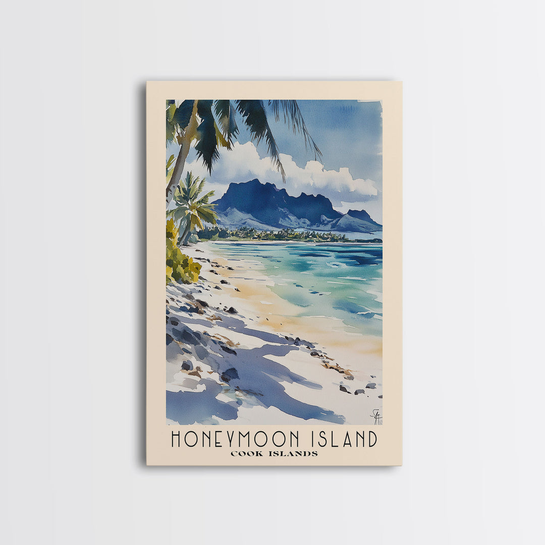 Honeymoon Island, Cook Islands Watercolor Print, Vacation Gift, Cook Islands Wall Art, Beach Painting, Beach Decor, Beach Or Lakehouse Art