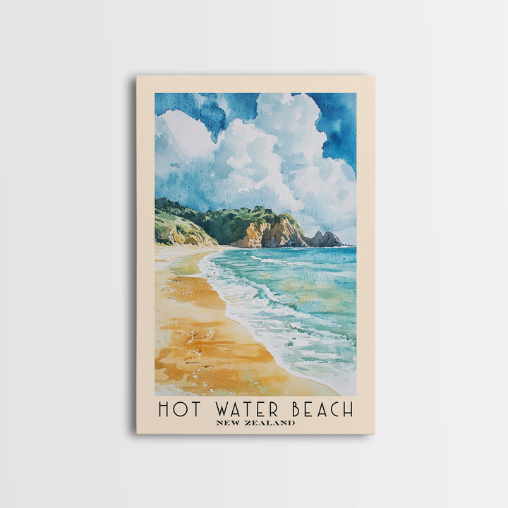 Hot Water Beach, New Zealand Watercolor Beach Print, Vacation Gift, New Zealand Wall Art, Beach Painting, Beach Decor, Beach Painting