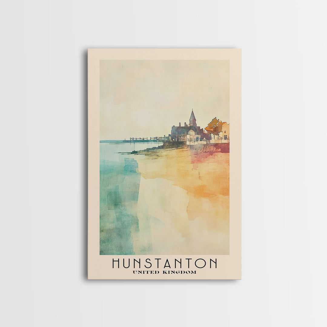 Hunstanton, United Kingdom Watercolor Print, Vacation Gift, United Kingdom Wall Art, Beach Painting, Beach Decor, Beach Or Lakehouse Art