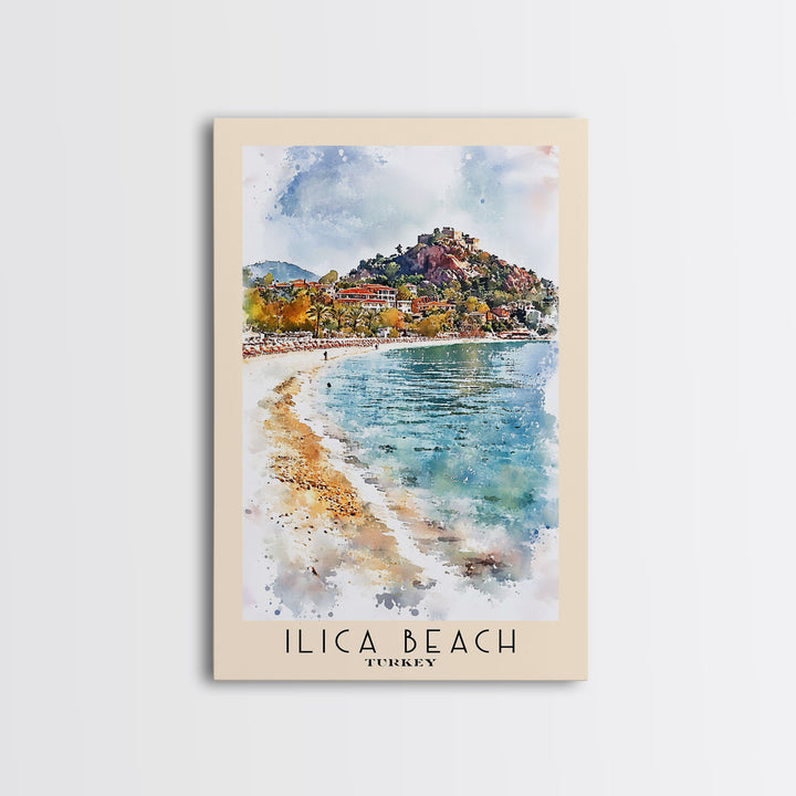 Ilıca Beach, Turkey Watercolor Beach Print, Vacation Gift, Turkey Wall Art, Beach Painting, Beach Decor, Beach Painting