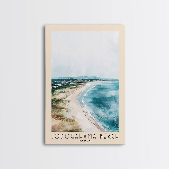 Jodogahama Beach, Japan Watercolor Print, Vacation Gift, Japan Wall Art, Beach Painting, Beach Decor, Beach Or Lakehouse Art