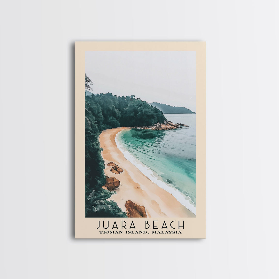 Juara Beach, Tioman Island, Malaysia Watercolor Print, Vacation Gift, Tioman Island, Malaysia Wall Art, Beach Painting, Beach Decor, Large Wall Art, Wood Frame Art