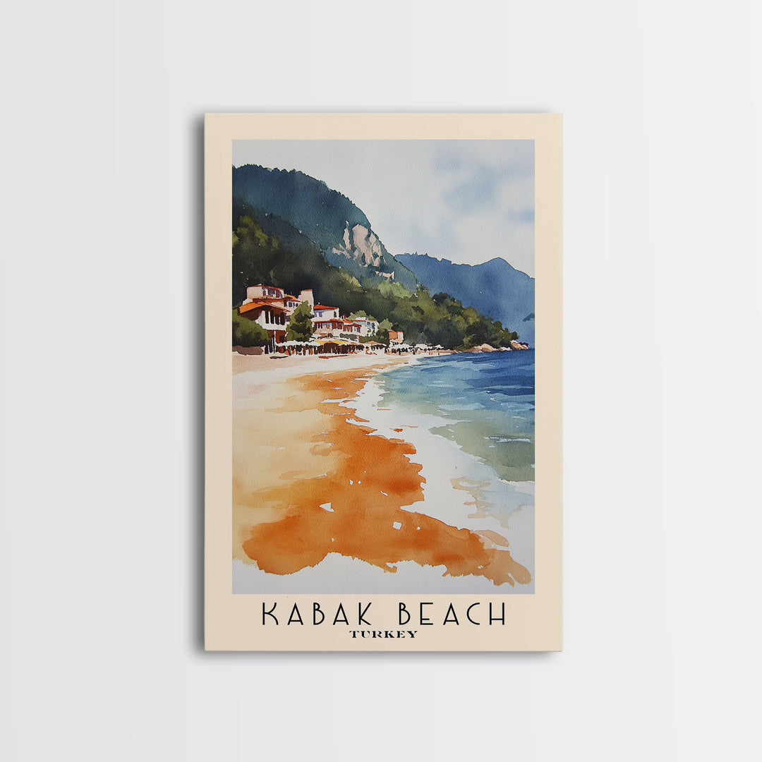 Kabak Beach, Turkey Watercolor Beach Print, Vacation Gift, Turkey Wall Art, Beach Painting, Beach Decor, Beach Painting