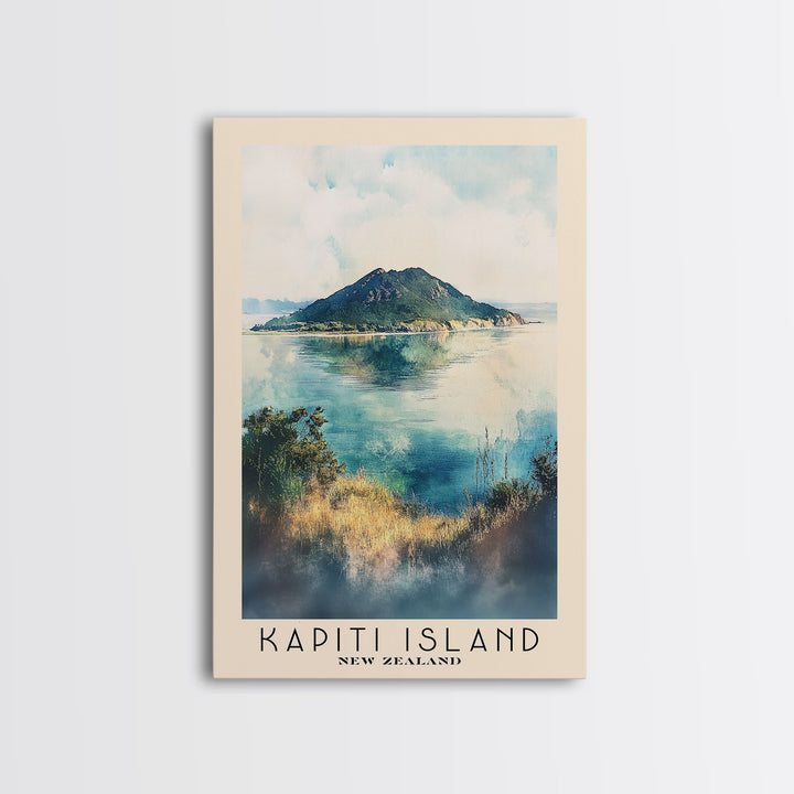 Kapiti Island, New Zealand Watercolor Print, Vacation Gift, New Zealand Wall Art, Beach Painting, Beach Decor, Beach Or Lakehouse Art