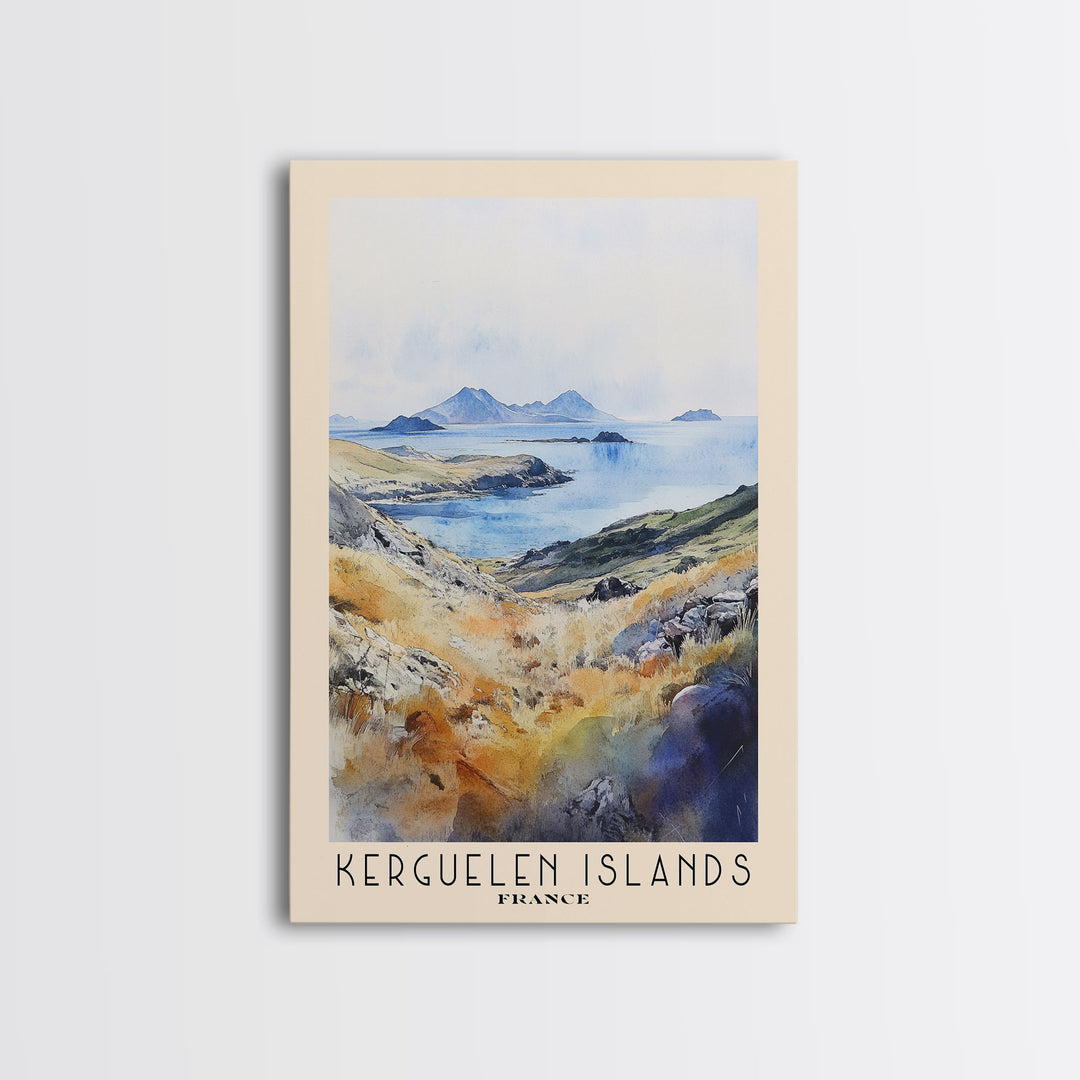 Kerguelen Islands, France Watercolor Print, Vacation Gift, France Wall Art, Beach Painting, Beach Decor, Beach Or Lakehouse Art