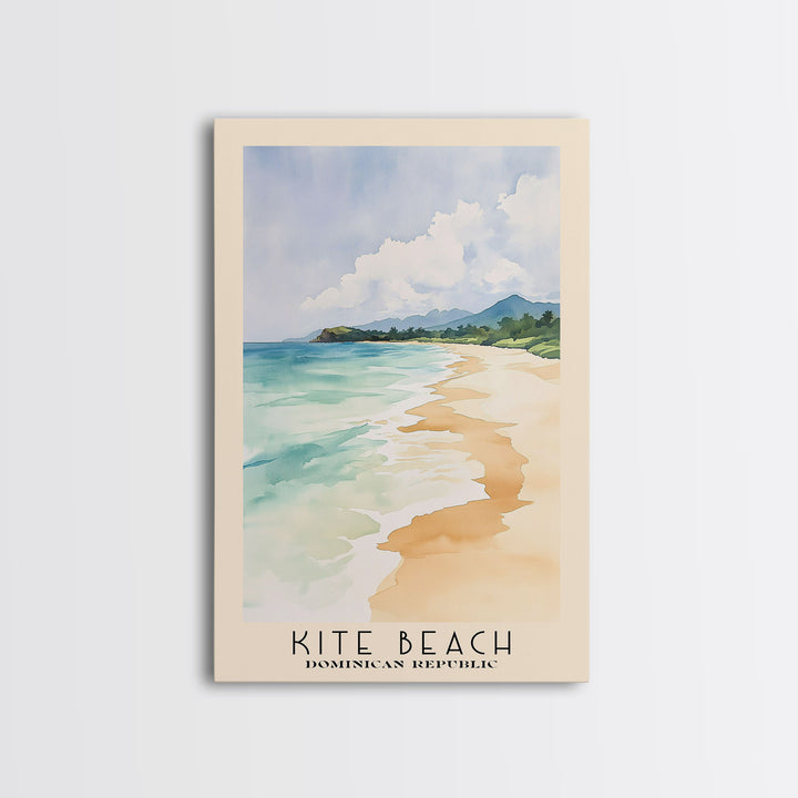 Kite Beach, Dominican Republic Watercolor Beach Print, Vacation Gift, Dominican Republic Wall Art, Framed Canvas Print, Framed Beach Painting