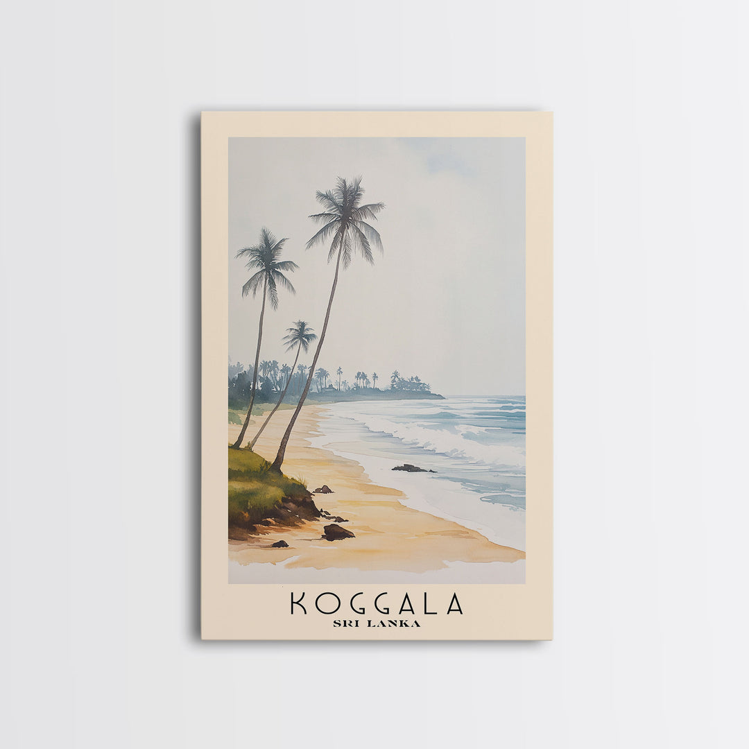 Koggala, Sri Lanka Watercolor Beach Print, Vacation Gift, Sri Lanka Wall Art, Framed Canvas Print, Framed Beach Painting