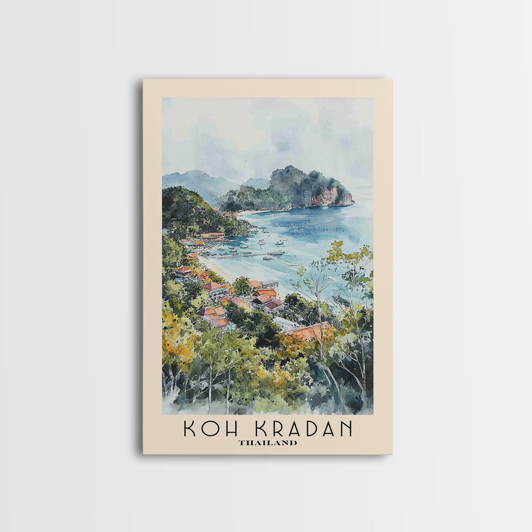 Koh Kradan, Thailand Watercolor Beach Print, Vacation Gift, Thailand Wall Art, Beach Painting, Beach Decor, Beach Painting