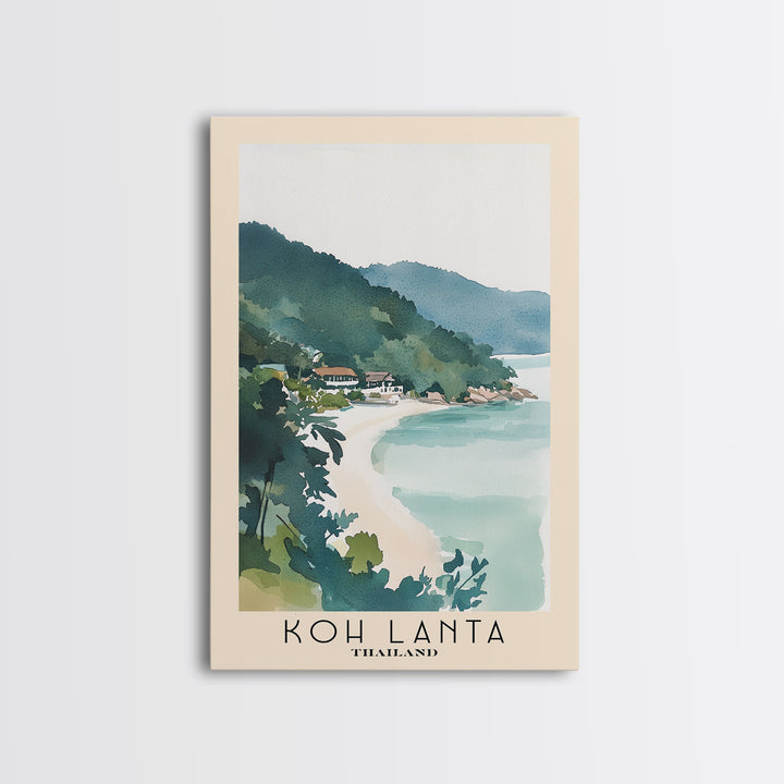 Koh Lanta, Thailand Watercolor Print, Vacation Gift, Thailand Wall Art, Beach Painting, Beach Decor, Large Wall Art, Wood Frame Art