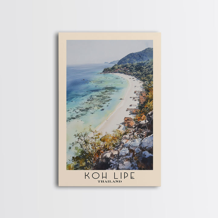 Koh Lipe, Thailand Watercolor Beach Print, Vacation Gift, Thailand Wall Art, Framed Canvas Print, Framed Beach Painting