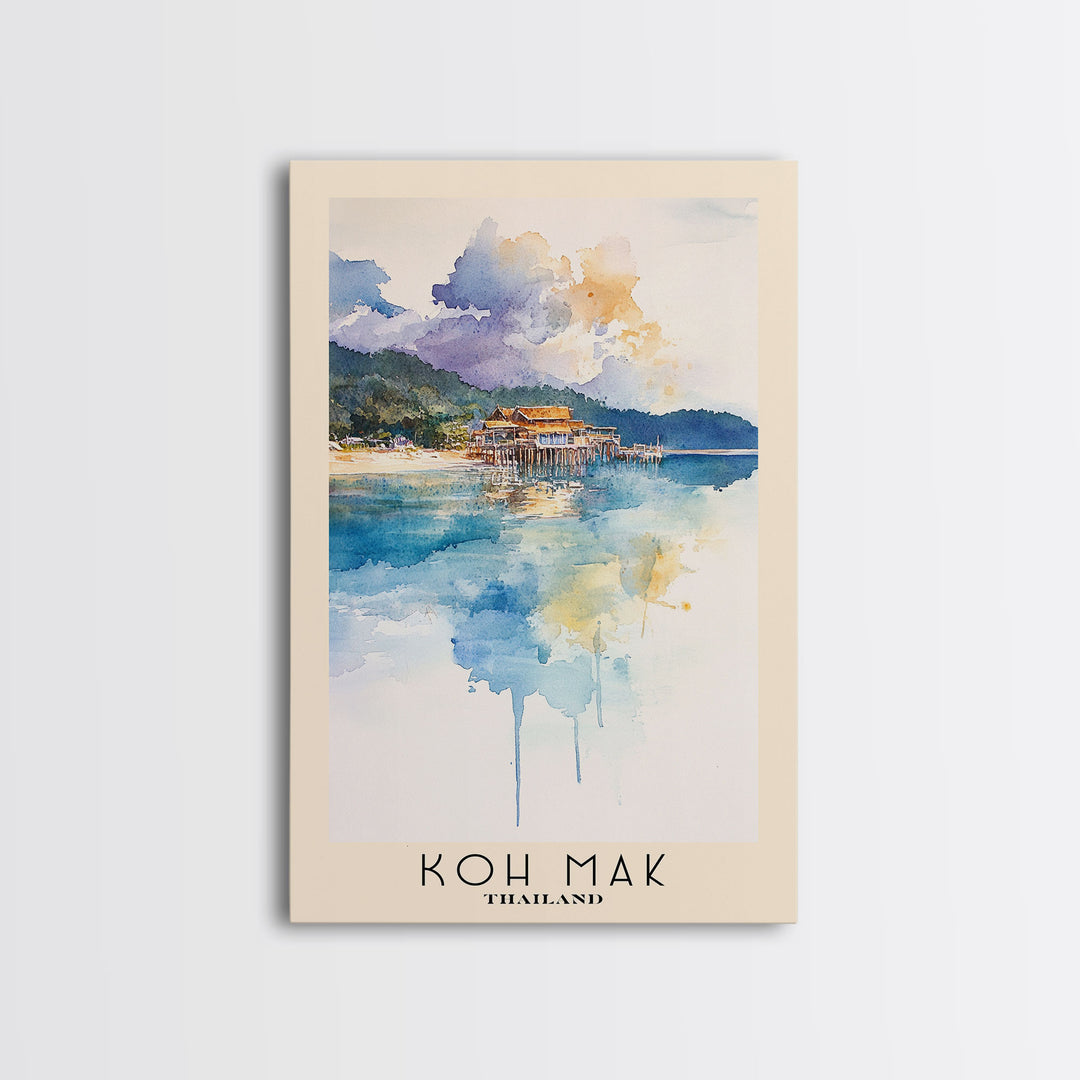 Koh Mak, Thailand Watercolor Print, Vacation Gift, Thailand Wall Art, Vacation Wall Art, Vacatation Memories, Beach Decor, Beach Or Lakehouse Art