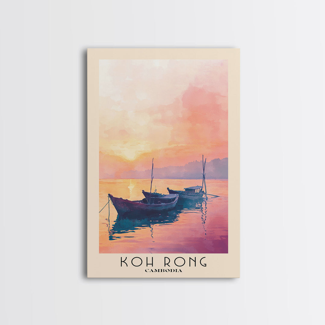 Koh Rong, Cambodia Watercolor Beach Print, Vacation Gift, Cambodia Wall Art, Framed Canvas Print, Framed Beach Painting