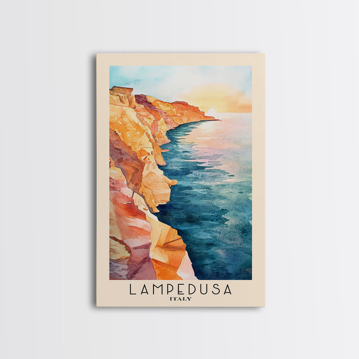 Lampedusa, Italy Watercolor Print, Vacation Gift, Italy Wall Art, Vacation Wall Art, Vacatation Memories, Beach Decor, Beach Or Lakehouse Art