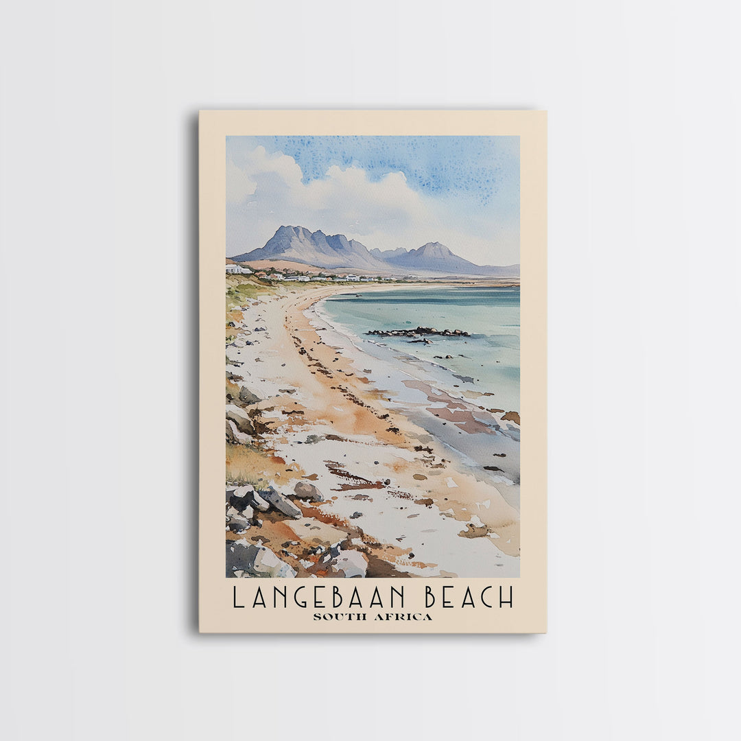 Langebaan Beach, South Africa Watercolor Print, Vacation Gift, South Africa Wall Art, Beach Painting, Beach Decor, Large Wall Art, Wood Frame Art