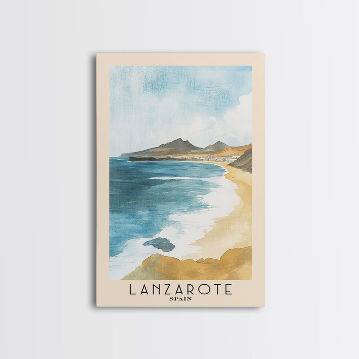 Lanzarote, Spain Watercolor Print, Vacation Gift, Spain Wall Art, Vacation Wall Art, Vacatation Memories, Beach Decor, Beach Or Lakehouse Art