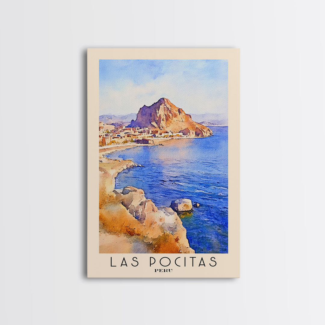 Las Pocitas, Peru Watercolor Beach Print, Vacation Gift, Peru Wall Art, Beach Painting, Beach Decor, Beach Painting