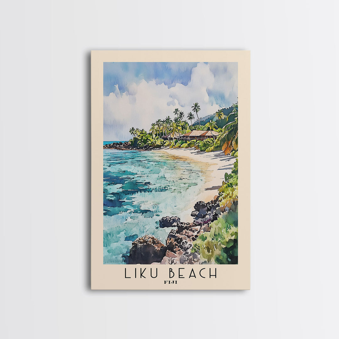 Liku Beach, Fiji Watercolor Print, Vacation Gift, Fiji Wall Art, Beach Painting, Beach Decor, Beach Or Lakehouse Art