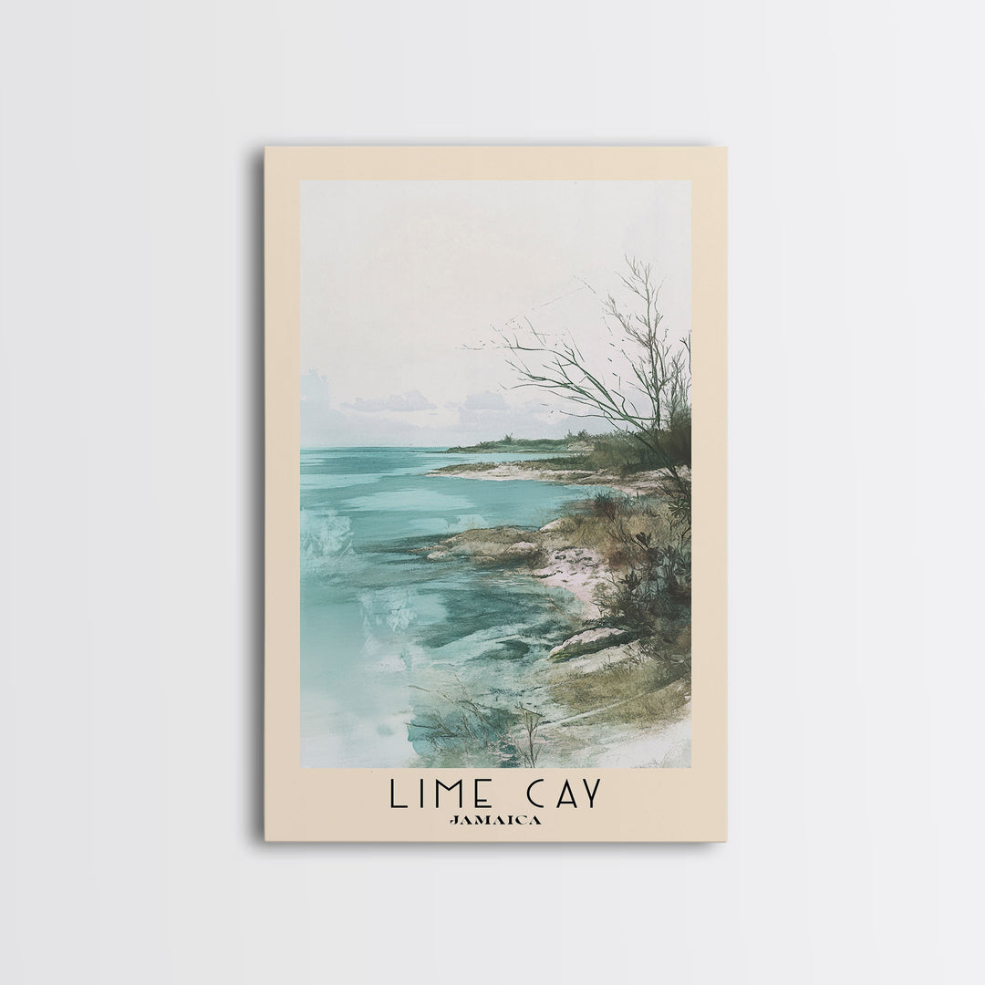 Lime Cay, Jamaica Watercolor Print, Vacation Gift, Jamaica Wall Art, Beach Painting, Beach Decor, Large Wall Art, Wood Frame Art