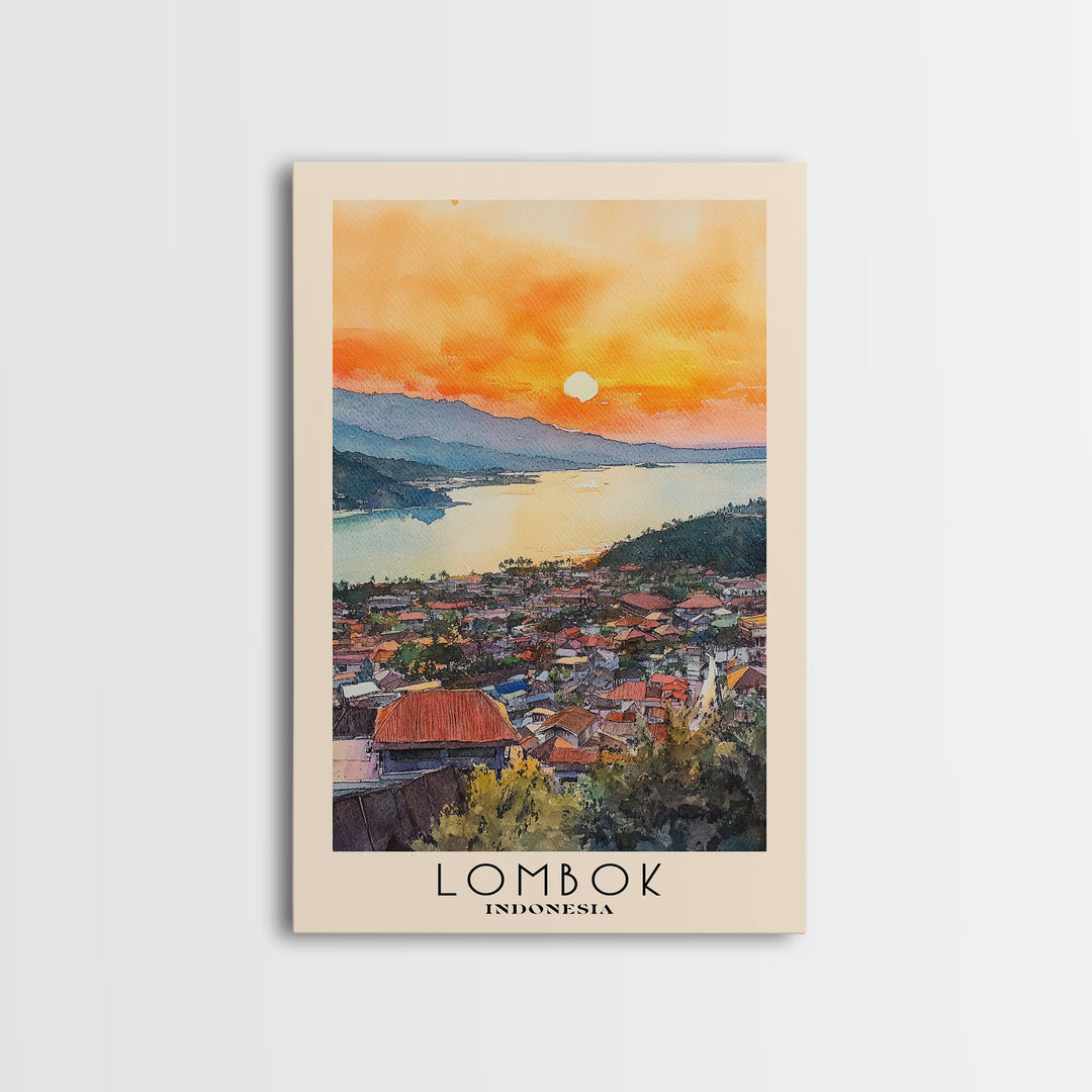 Lombok, Indonesia Watercolor Print, Vacation Gift, Indonesia Wall Art, Beach Painting, Beach Decor, Beach Or Lakehouse Art