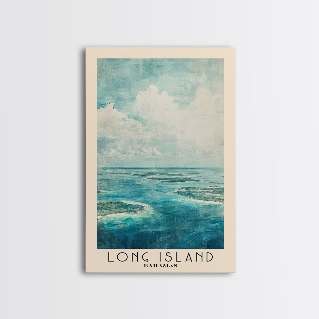 Long Island, Bahamas Watercolor Beach Print, Vacation Gift, Bahamas Wall Art, Framed Canvas Print, Framed Beach Painting