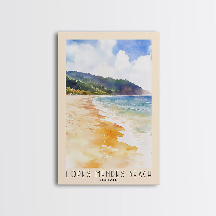 Lopes Mendes Beach, Brazil Watercolor Print, Vacation Gift, Brazil Wall Art, Beach Painting, Beach Decor, Beach Or Lakehouse Art