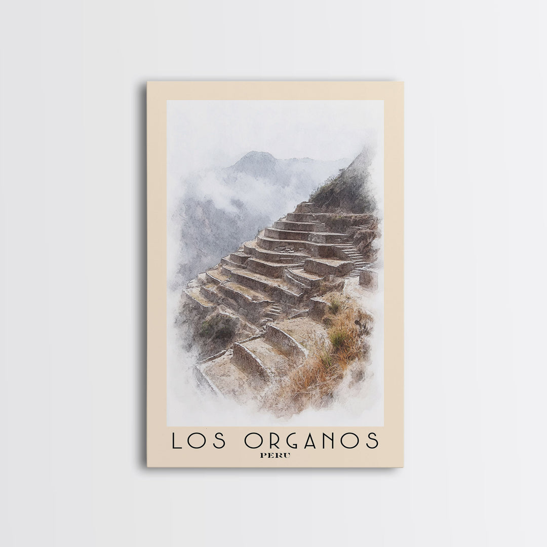 Los Organos, Peru Watercolor Print, Vacation Gift, Peru Wall Art, Beach Painting, Beach Decor, Large Wall Art, Wood Frame Art