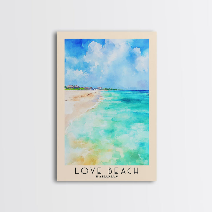 Love Beach, Bahamas Watercolor Print, Vacation Gift, Bahamas Wall Art, Vacation Wall Art, Vacatation Memories, Beach Decor, Beach Or Lakehouse Art