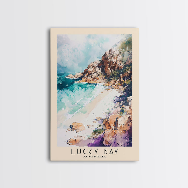 Lucky Bay, Australia Watercolor Print, Vacation Gift, Australia Wall Art, Beach Painting, Beach Decor, Large Wall Art, Wood Frame Art