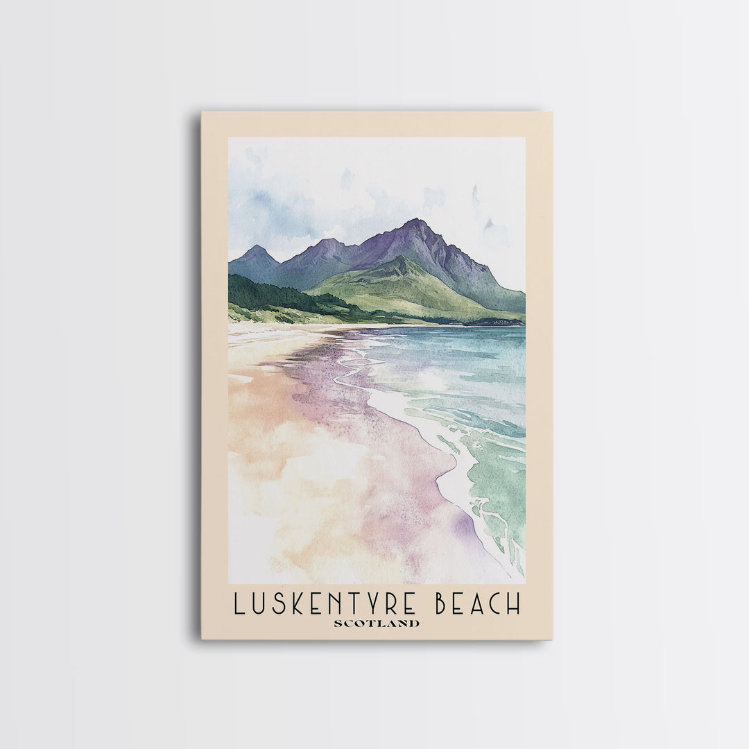 Luskentyre Beach, Scotland Watercolor Beach Print, Vacation Gift, Scotland Wall Art, Framed Canvas Print, Framed Beach Painting