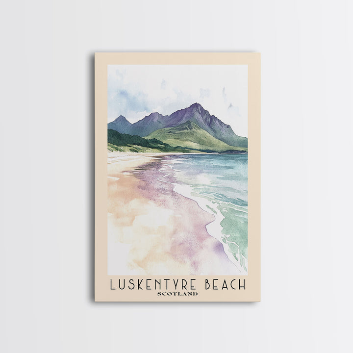 Luskentyre Beach, Scotland Watercolor Beach Print, Vacation Gift, Scotland Wall Art, Framed Canvas Print, Framed Beach Painting