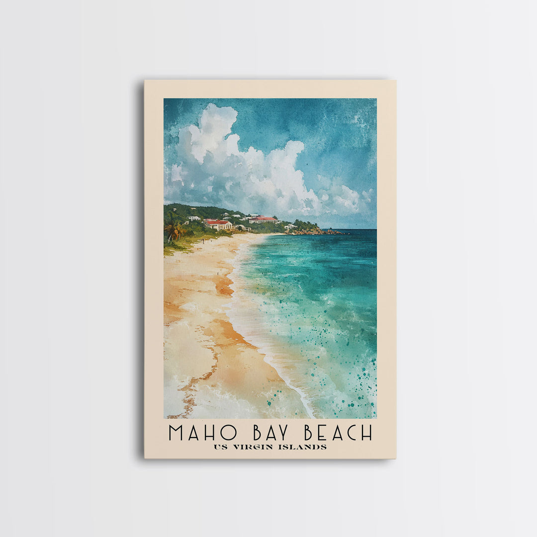 Maho Bay Beach, US Virgin islands Watercolor Print, Vacation Gift, US Virgin islands Wall Art, Beach Painting, Beach Decor, Beach Or Lakehouse Art