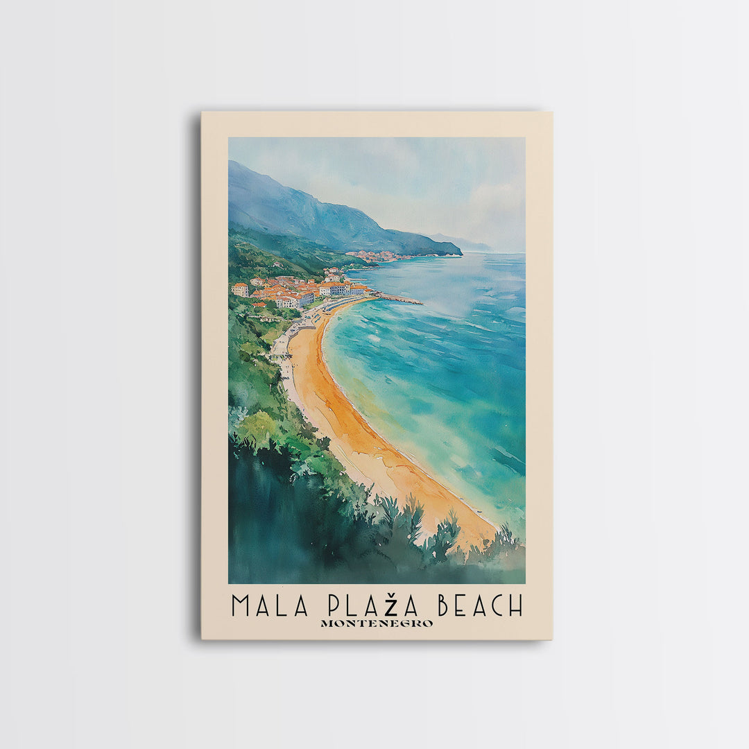 Mala Plaža Beach, Montenegro Watercolor Print, Vacation Gift, Montenegro Wall Art, Vacation Wall Art, Vacatation Memories, Beach Decor, Beach Or Lakehouse Art