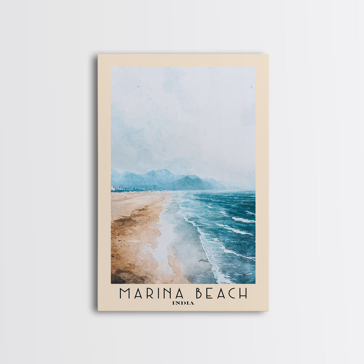 Marina Beach, India Watercolor Print, Vacation Gift, India Wall Art, Vacation Wall Art, Vacatation Memories, Beach Decor, Beach Or Lakehouse Art