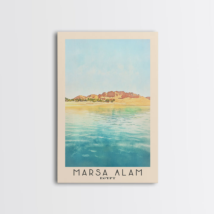 Marsa Alam, Egypt Watercolor Print, Vacation Gift, Egypt Wall Art, Beach Painting, Beach Decor, Large Wall Art, Wood Frame Art