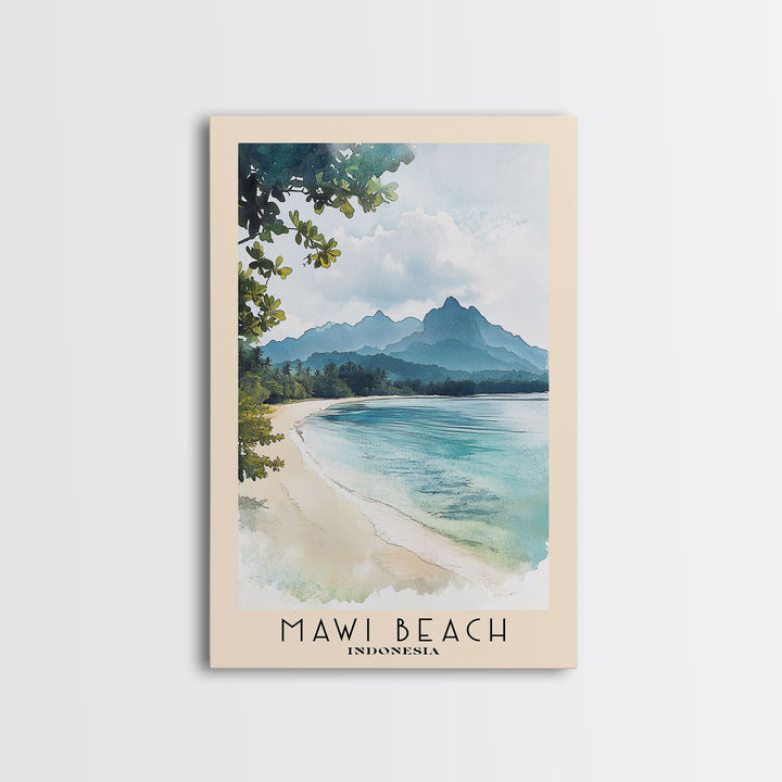 Mawi Beach, Indonesia Watercolor Print, Vacation Gift, Indonesia Wall Art, Beach Painting, Beach Decor, Beach Or Lakehouse Art